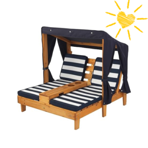 KidKraft Wooden Outdoor Double Chaise Lounge with Cup Holders