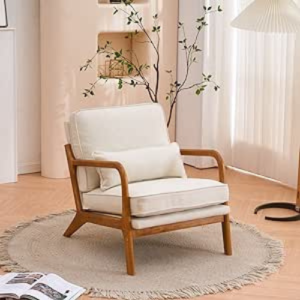 Karl home Accent Chair Mid-Century Modern with Solid Wood Frame & Soft Cushion