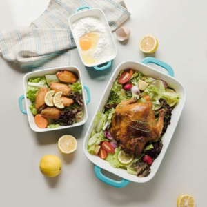 Ceramic Rectangular Baking Dish 12.8 x 8.9 Inches porcelain Baking Pans (Turquoise)