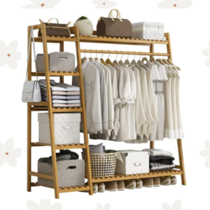 Clothing Rack Coat Heavy Duty with top Shelf and Shoes Storage