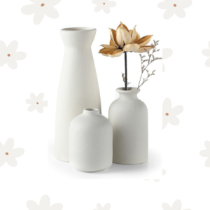 White Ceramic vase Set-3 Small Flower vases |  Boho Farmhouse Home Decor