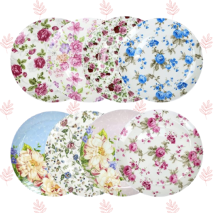 Dessert or Appetizer Plates, Set of ８, Porcelain Floral Plates