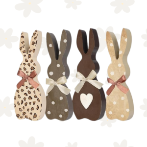 4 PCS Easter Bunny Table Wooden Sign