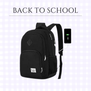 Bookbag with USB Charging port for Business Work College Travel, 15.6 inch Laptop