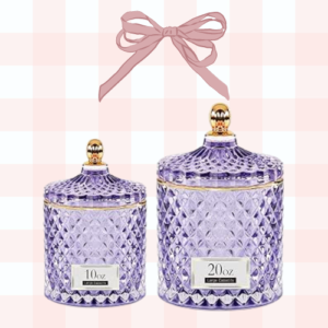 2 Pack Qtip Holder Apothecary Jars with Lids, Purple Bathroom Accessories