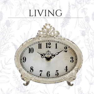 Vintage Table Clock, Battery Operated Rustic Design, Chic Home Décor for Fireplace Mantel, Shelf, Desktop, Countertop - Distressed White