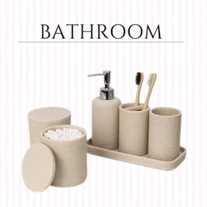 Beige Bathroom Accessory Set 6 Pcs, Decorative Countertop Vanity Organizer