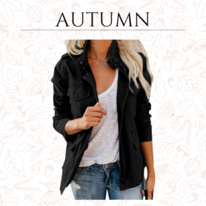 Women's Fall Stand Collar Zip Up Military Cotton Utility Safari Jacket