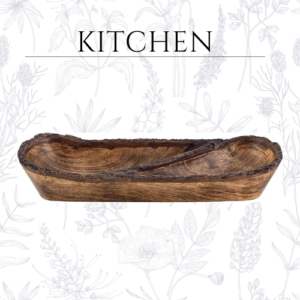 Natural Wooden Tray & Bowls Serving Bowl for Salad, Veggies and Fruits, Large Deep Tray for Family, Party. (Divided Tray)