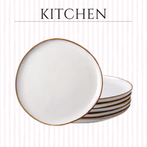 Ceramic Dinner Plates Set of 6, 10.5 Inch Handmade Reactive Glaze Stoneware