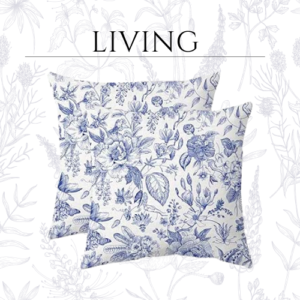 Pillow Covers Set of 2 Outdoor Blue and White Porcelain Floral Decoration Cushion Cover Vintage Pillow