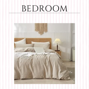 100% Washed Cotton Duvet Cover Set Linen Feel Natural Wrinkle Lightweight Comfy