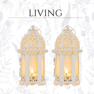 2 Pcs Moroccan Style Candle Lantern - Small Sized Tealight Candle Holder with Transparent Glass Panels Great for Pati