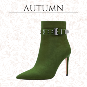 omen Rivets Ankle Boots Short Bootie Stiletto High Heel Pointed Toe Zipper Classic 4 Inch