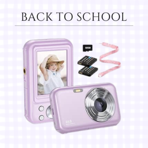 Compact Small Camera for Kids with 32G Card & 2 Batteries (Purple)