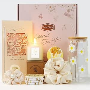 Set of 8 Pieces Birthday Gifts, Aesthetic Glass Cup, Hair Clip And More