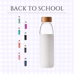 Borosilicate Glass Water Bottles with Bamboo Lid, BPA-Free Non-Slip Silicone Sleeve