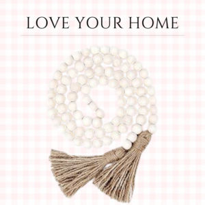 58” Wood Bead Garland Coffee Table Decor Farmhouse Beads