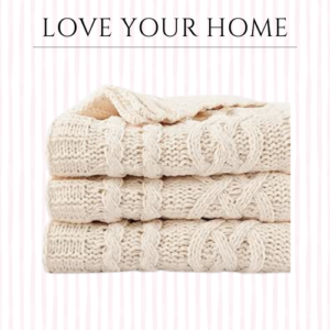 Home Cream White Throw Blanket for Couch for Bed Sofa, Soft Warm Cozy 51"x67"