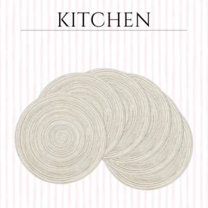 Round Braided Placemats Set of 6 for Dining Table Round Placemat 15 inch Round Table