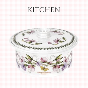 Botanic Garden 3pt Casserole Dish with Cover | Sweet Pea Motif | Porcelain