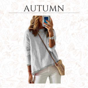 Women's Sweater Pullover Striped Tops Long Sleeve Tunics Lightweight Blouses Crewneck T Shirt Knitted Sweatshirt