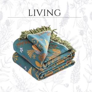 Boho Large Throw Blanket for Bed, 100% Organic Cotton Soft Throw-Floral Bird Rustic Decor Blanket for Couch Sofa Quilt and Gift, 60" x 80"-Teal/Beige