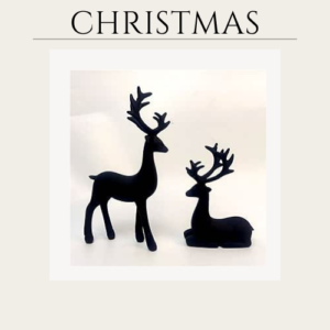 Bonlting 2 Pack Resin Christmas Reindeer Figurines Deer Statues Elk Sculpture Deer Ornaments for Living Figurine Statues TV Cabinet Home Office Wine Cabinet Decoration (Black)