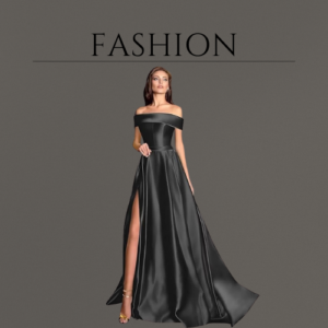 Women’s Off Shoulder Satin Formal Prom Dresses Strapless Long Evening Party Gowns with High Slit