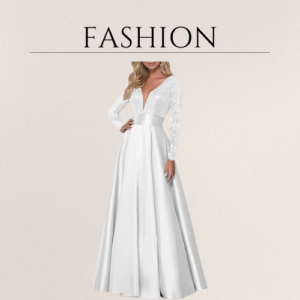 Women Long Sleeve Prom Dresses V-Neck Satin Sparkly Sequin Ball Gown with Pockets Formal Evening Gowns