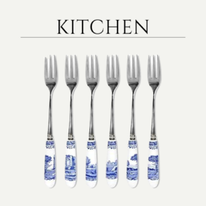Spode Blue Italian Collection Pastry Forks, Set of Six
