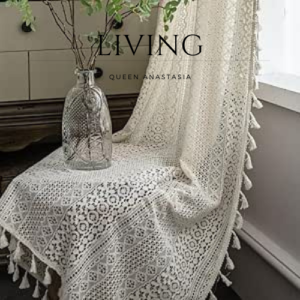 Cotton Crochet Curtains Lace Curtains 72 Inches 2 Panel