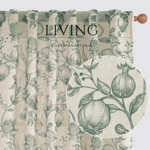 Linen Floral Curtains for Living Room
