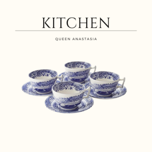 Blue Italian Teacups and Saucers | 7 Oz Cups for Coffee