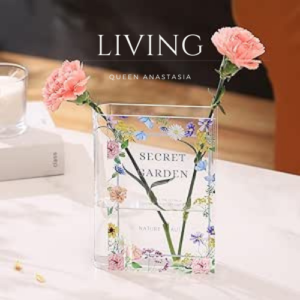 Book Vase, Acrylic Book Vase for Flowers, Book Flower Vase Clear