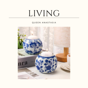 Soaoo 2 Pack Blue and White Candle Holder Chinoiserie Decor