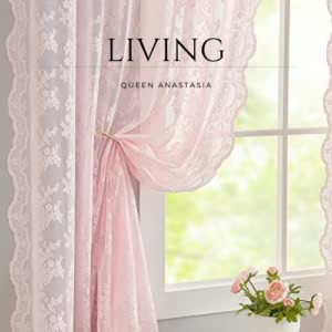 Sheer Pink Curtains for Girls Bedroom Vintage Light Pink Floral Lace