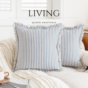 Throw Pillow Covers 18x18 Set of 2 Boho Pillow Covers with Fringe