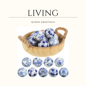 9 Pcs Blue and White Porcelain Balls Decorative
