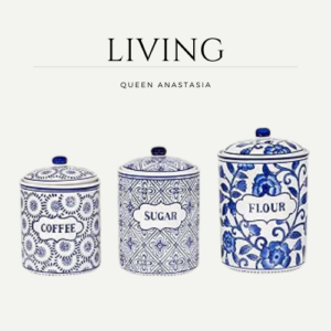 Blue White Patterned Ceramic 3 Pc Canister Set