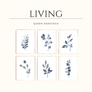 Navy Blue Botanical Wall Art Set of 6