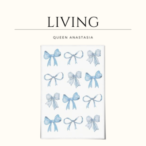 Trendy blue bow canvas wall art watercolor painting