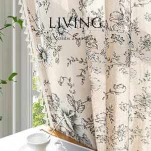 Farmhouse Floral Curtains Vintage Linen