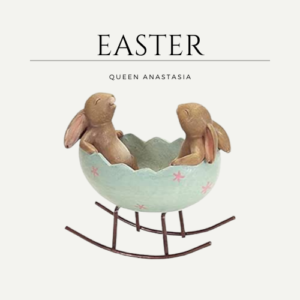 Laughing Bunny Rabbits Rocking in an Easter Egg