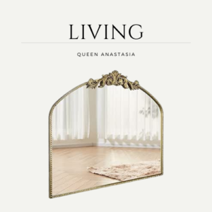 Gold Arched Mirror 40"X31", Vintage Antique Baroque Mantel Mirror