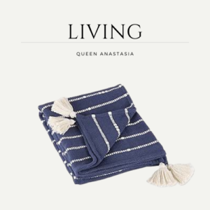 Striped Throw Collection Cotton Slub, Hand-Tied Tassels, 50x60