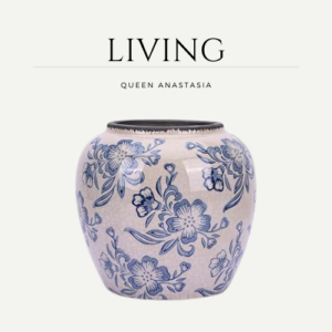 Decor Blue and White Floral Vase, 6.7" Vintage Chinoiserie