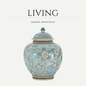 Light Blue and White Floral Chinoiserie Ginger Jar 10"