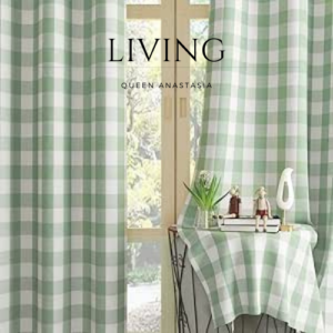 Green White Curtains for Windows