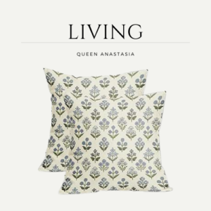 Blue Green Block Print Pillow Covers